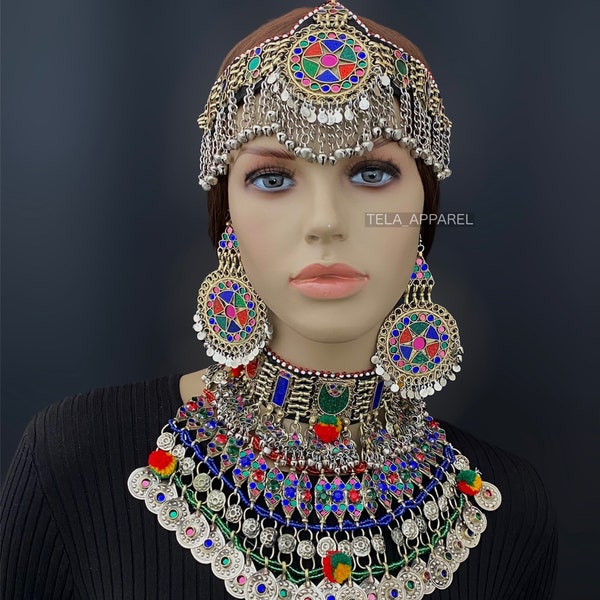 Afghanisches Schmuckset | Afghanischer Schmuck Vintage Kuchi Choker Halskette, Kuchi Schmuck, afghanischer Schmuck