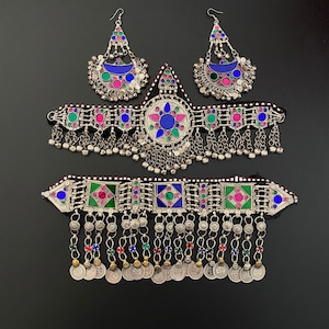 Afghan jewellery set | Afghan Jewellery Vintage Kuchi Choker Necklace, Kuchi Jewelry, Afghan Jewelry