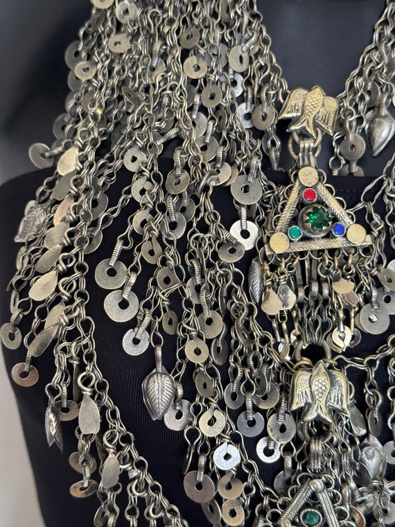 Afghan Multilayers Massive Silver Kuchi Necklace … - image 4