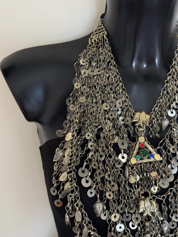 Afghan Multilayers Massive Silver Kuchi Necklace … - image 3
