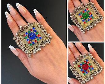 Afghan Colourful Rings Vintage Afghan Rings Afghan jewellery Handmade Afghan vintage traditional jewellery kuchi jewellery afghani ring