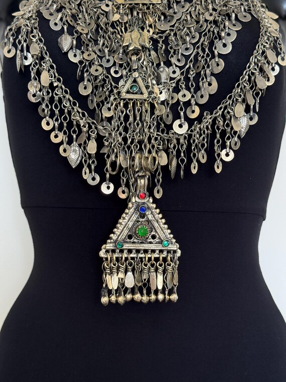 Afghan Multilayers Massive Silver Kuchi Necklace … - image 5