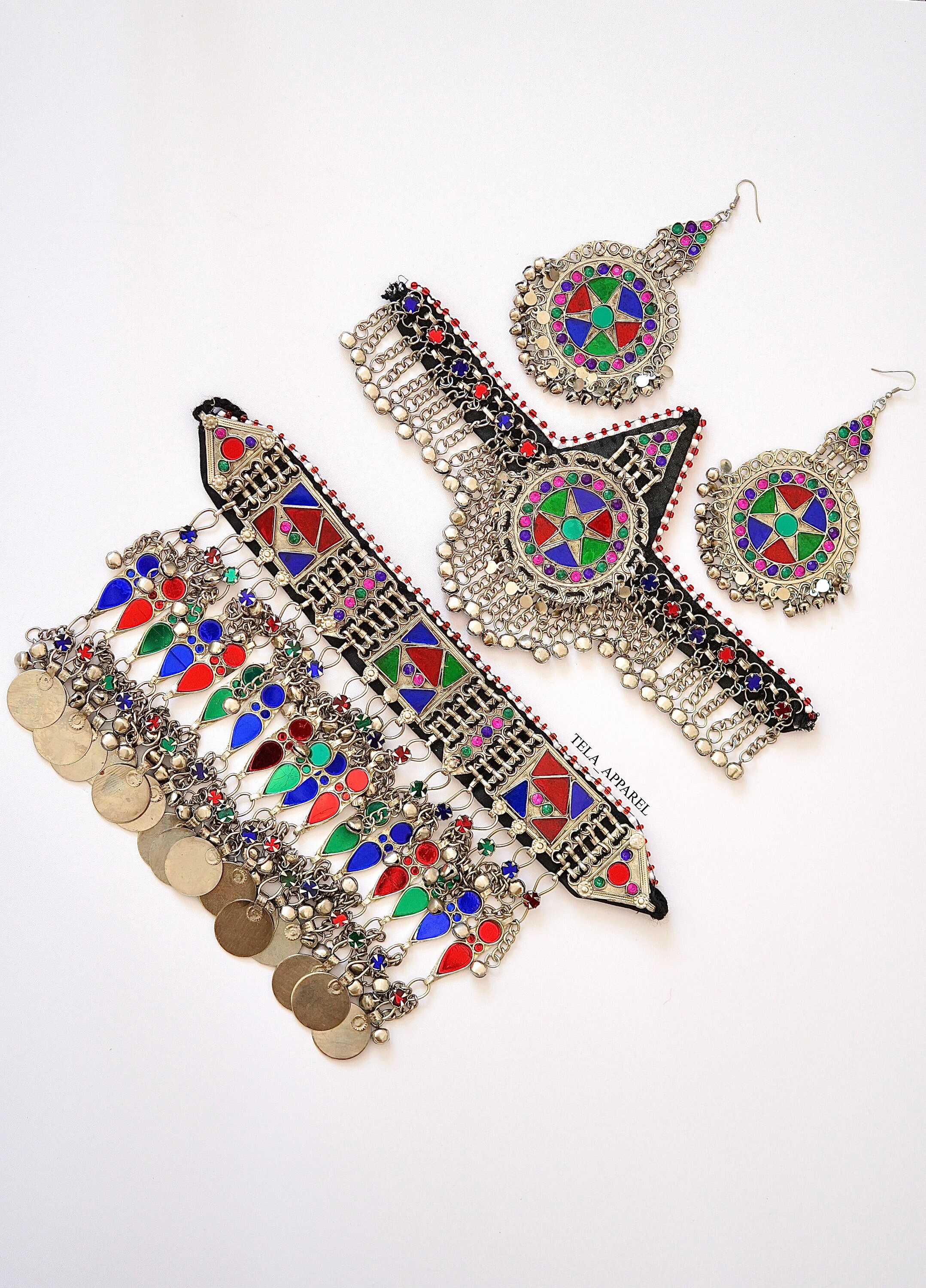 Vintage Afghan Jewellery Set Afghani Tribal Headpiece Earrings Set Antique Afghan Jewelry Kuchi Jewelry Ethnic Afghan Jewelry Full Set Etsy