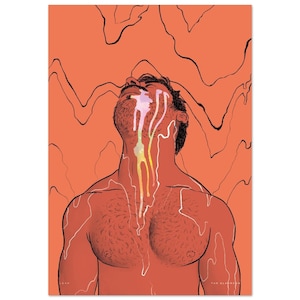 Fuite [corail] | Impression d'art gay, impression Tom of Finland