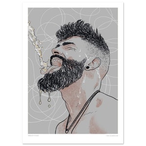 Faccina sorridente [grigio] / stampa d'arte gay, illustrazione queer, stampa di Tom of Finland
