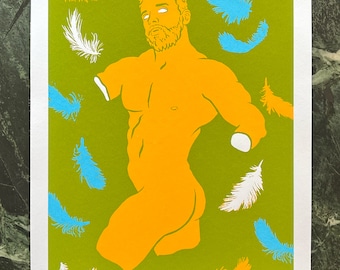 Plato's huisdier | homo-erotische kunstzeefdruk, Tom van Finland