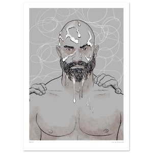 Drip [Grey] | gay art print, queer illustration, Tom of Finland print