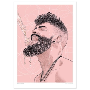 Smiley Face [Pink] | gay art print, queer illustration, Tom of Finland print