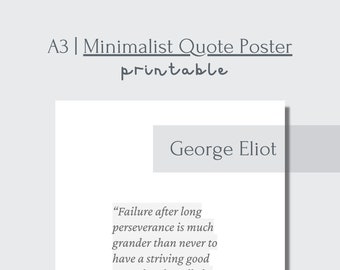 A3 | Affiche de citation minimaliste | Art mural | Georges Eliot