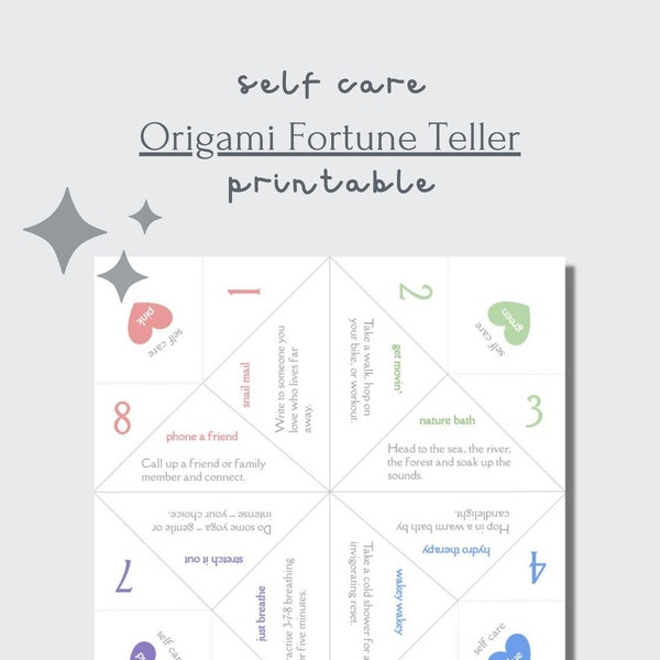 Self Care | Paper Origami Fortune Teller | Printable | Teens and Up