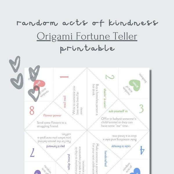 Random Acts of Kindness | Paper Origami Fortune Teller | Printable