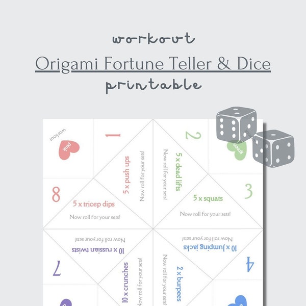 Workout | Paper Origami Fortune Teller & Dice | Printable