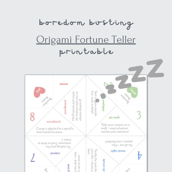 Boredom Buster | Paper Origami Fortune Teller | Printable | Teens and Up