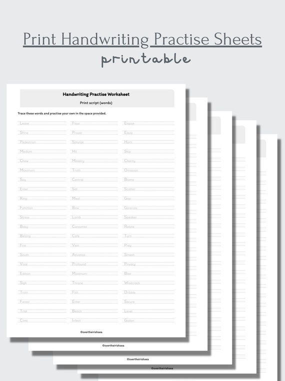 Printable Print Handwriting Worksheets