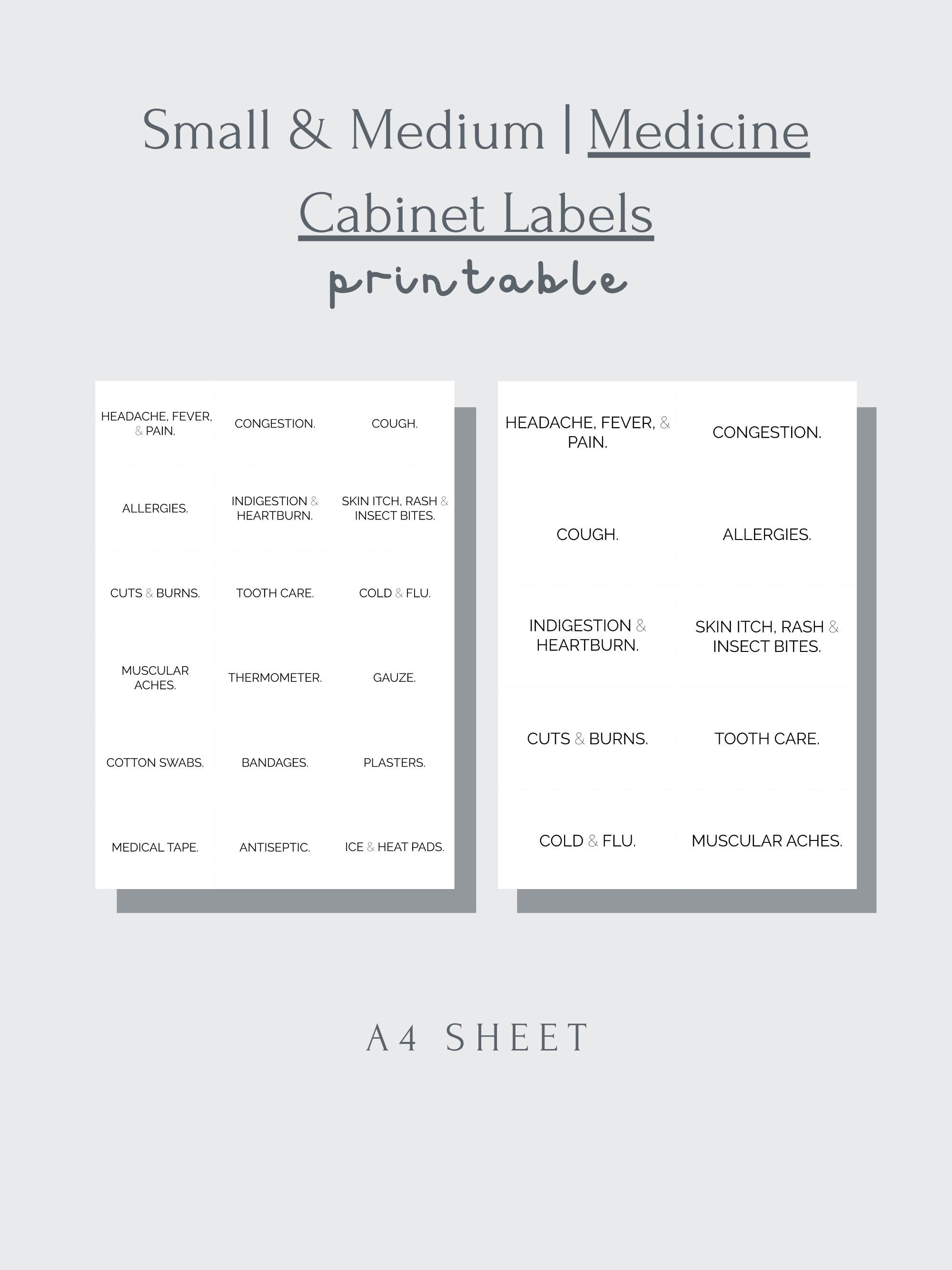 Medicine Labels Minimalist Printable 7 Sheets, 80 Labels Etsy