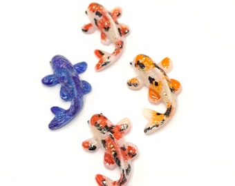 Miniature Koi fish. Water Resistant. Made With Epoxy Resin. Sets of 3 or 4 Koi's. Koi Pond. Fairy garden, figurines.