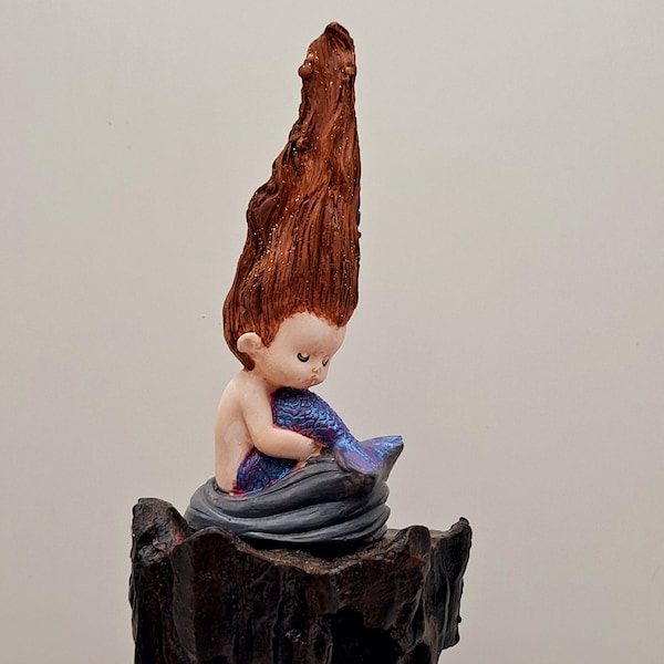 Magical mermaid girl, plaster figurine, magical creature, fairy sea mermaid, fairy garden pond mermaid, magical things.