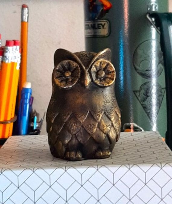 ODMYZG Figuras De Búho,Buho Decoracion,Búho De La Suerte, Adorno De Escultura Para Mesa De Oficina En Casa. Regalos Para Los Amantes De Los Búhos. (Búho Gris B