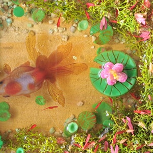 Goldfish Nature Scene Diorama, Mini Pond Ecosystem Diorama, Wooden Box ... - Creating A Mini Aquatic Ecosystem For Goldfish