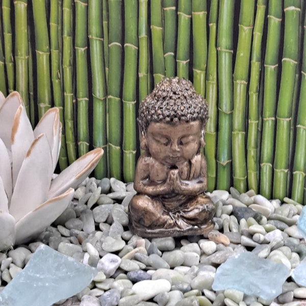 Vintage Buddha Figurine, Zen Garden accessories, Tiny Buddha, yoga studio décor, Terrarium Accessories, Spiritual Gifts.