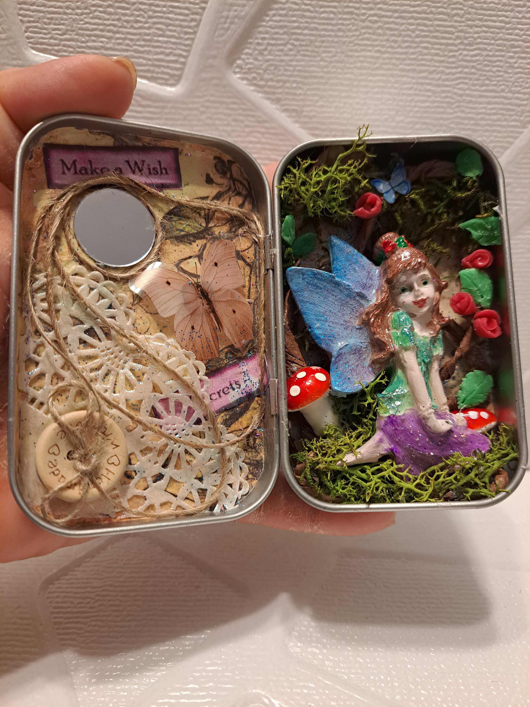 Fairy Altered Altoid Tin Diorama, Fairy Box Wishes, Mini Art