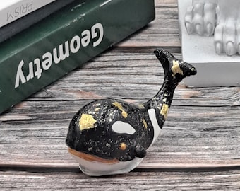 Whale figurine for decor, Whale statue, Desk decor, beach house decor, Collectible, statues and sculptures.