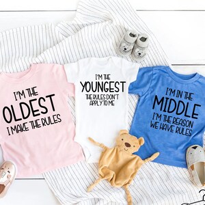 Sibling Matching Outfits, Oldest - Middle - Youngest Shirts, Sibling Shirts, Brother Sister Tees, Adult Siblings Shirts