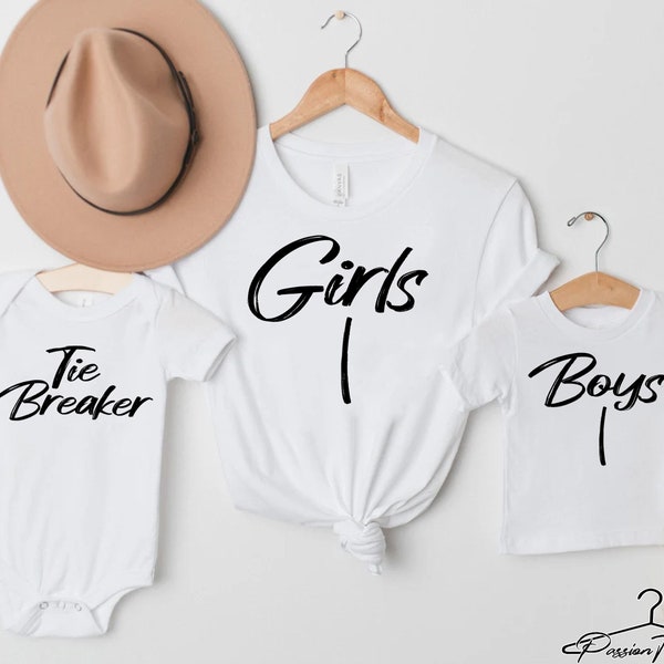 Pregnancy Announcement Idea for 3rd Child, Tie Breaker Shirts, 3rd pregnancy Announcement, Big Brother Big Sister Shirts