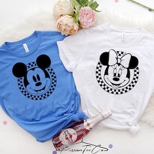 Disney Family Shirts, Mickey Checkered Shirt, Disneyworld Group Shirts, Minnie Mouse Tees, Goofy Tee, Pluto Disneyland, Disney World Shirts