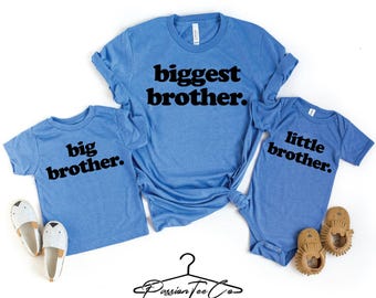 Matching Brother Shirts, Biggest Brother, Big Brother Shirt,Little Brother Shirt,Brother Adult and Kids Sibling Matching Outfit,Sibling Tees