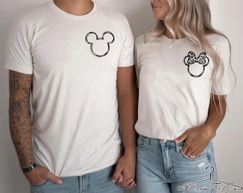 Mickey Mouse Minnie Shirts, Disney Matching Pocket Size Print Shirts, Animal Kingdom Safari Shirts, Disneyworld Disneyland Sketch Shirts