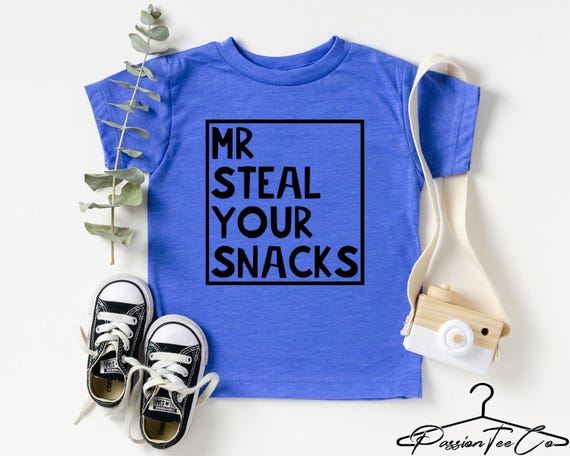 Mr Steal Your Snacks Shirt, Funny Toddler Youth Shirt, Snacks Shirt, Funny Snack Shirt, Shirts For Kids, Boy Gift Tee