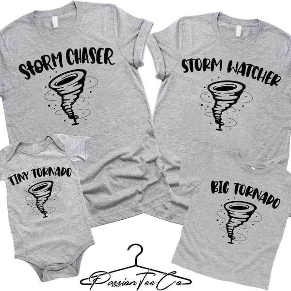 Matching Mama and Mini Family Shirts, Storm Chaser, Tiny Tornado, Mother Son Daughter Custom Tshirts, Matching Outfit, Mothers Day Gift