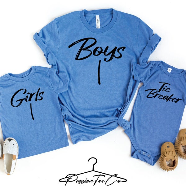 Tie Breaker Shirts, 3rd pregnancy Announcement, Big Brother Big Sister Shirts, Boys 1 - Girls 1 - Tie Breaker - Matching Shirts