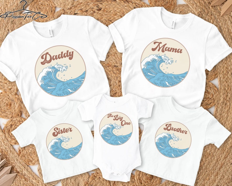 Surf Birthday Shirts, Mommy and Me Shirts, Matching Family Birthday Shirts, Surfer T-shirt Outfit, The Big One Bday Tee, First 1st Birthday