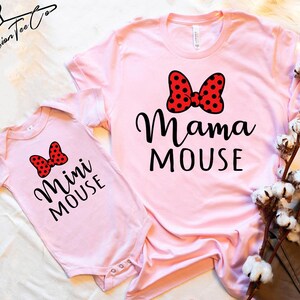 Mama Mouse Mini Mouse Shirt set, Mommy and Me shirts, Disney Mama Mouse Matching Shirts, Disney family shirts unisex fit, infant-adult Sizes