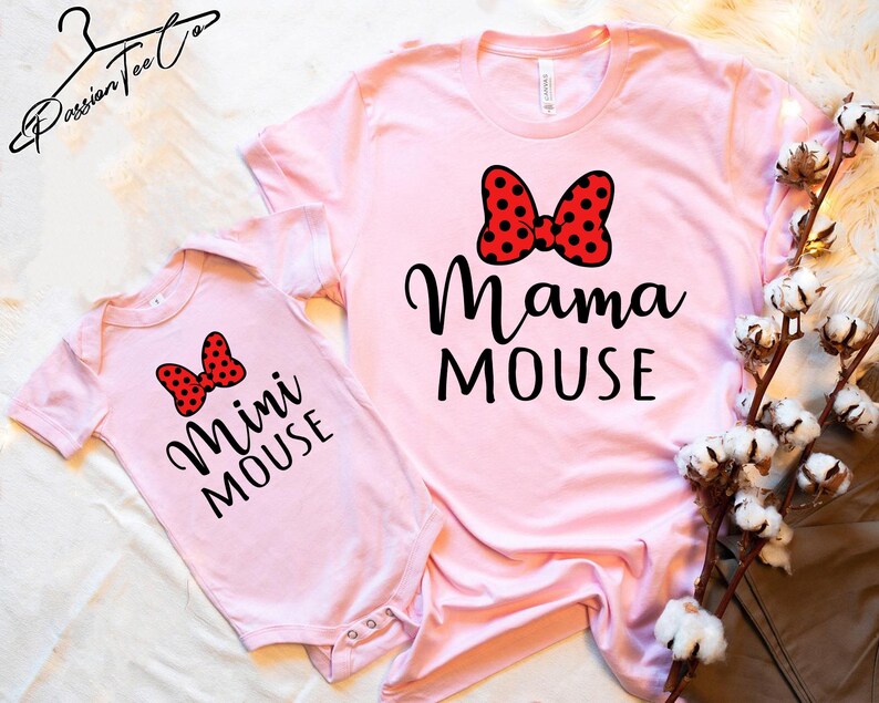 Mama Mouse Mini Mouse Shirt set, Mommy and Me shirts, Disney Mama Mouse Matching Shirts, Disney family shirts unisex fit, infant-adult Sizes
