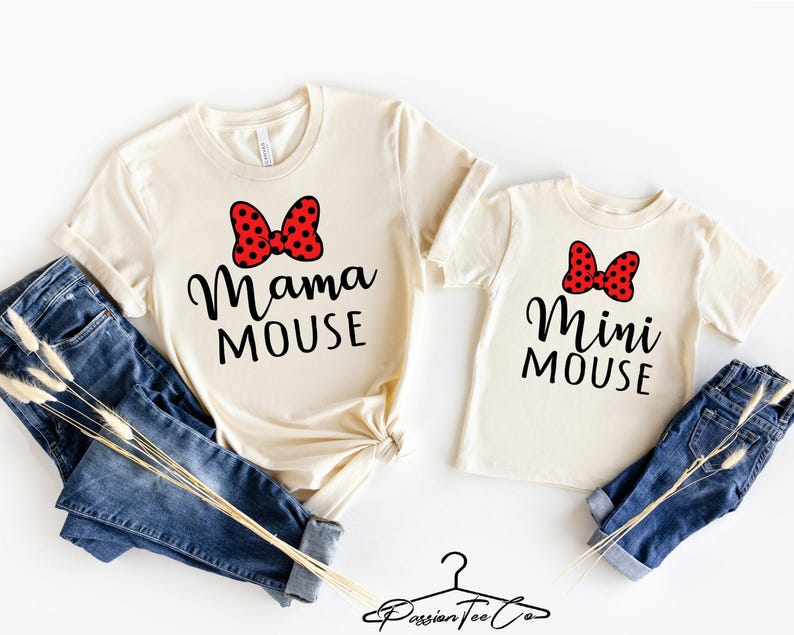Mama Mouse Mini Mouse Shirt set, Mommy and Me shirts, Disney Mama Mouse Matching Shirts, Disney family shirts unisex fit, infant-adult Sizes
