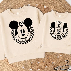 Disney Retro Sweatshirts, Minnie Checkered Sweatshirt, Disneyworld Family Sweatshirt, Goofy, Donald, Daisy, Mickey Sweatshirt, Disneyland