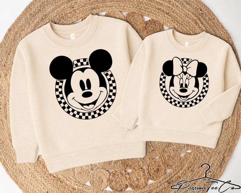 Disney Retro Sweatshirts, Minnie Checkered Sweatshirt, Disneyworld Family Sweatshirt, Goofy, Donald, Daisy, Mickey Sweatshirt, Disneyland