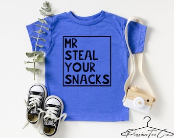 Mr Steal Your Snacks Shirt, Funny Toddler Youth Shirt, Snacks Shirt, Funny Snack Shirt, Shirts For Kids, Boy Gift Tee