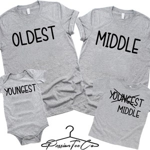 Sibling Set Of 4 Shirts, Siblings Matching Shirts, Big middle little, Pregnancy announcement 4th baby, Baby 4 reveal shirts