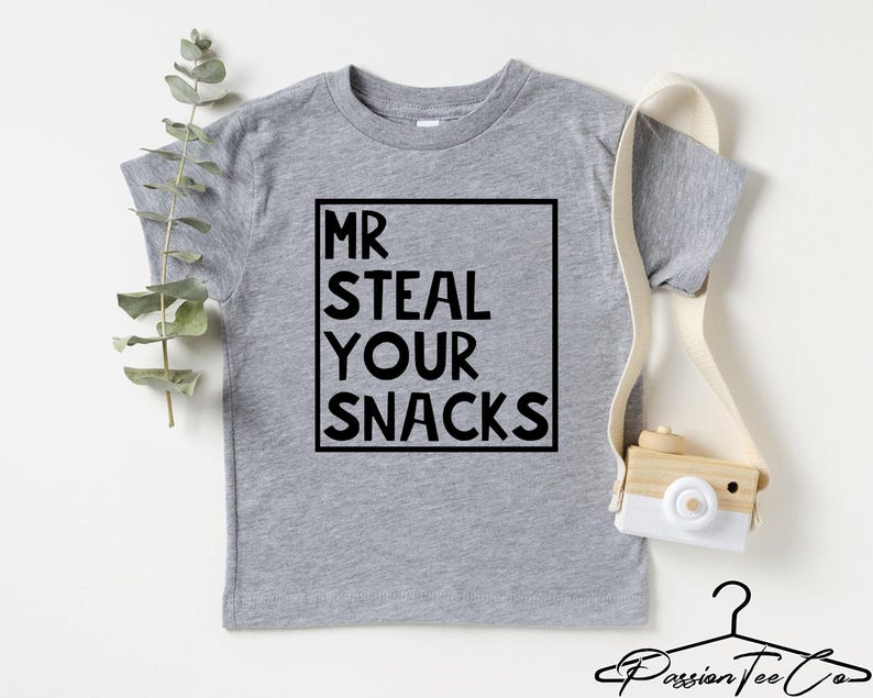 Mr Steal Your Snacks Shirt, Funny Toddler Youth Shirt, Snacks Shirt, Funny Snack Shirt, Shirts For Kids, Boy Gift Tee