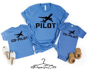 Pilot Co-Pilot Father And Son Shirts, Airplane Dad And Baby Outfits, Daddy And Me Pilot Tshirt, Father's Day Gift, Family Matching Tees