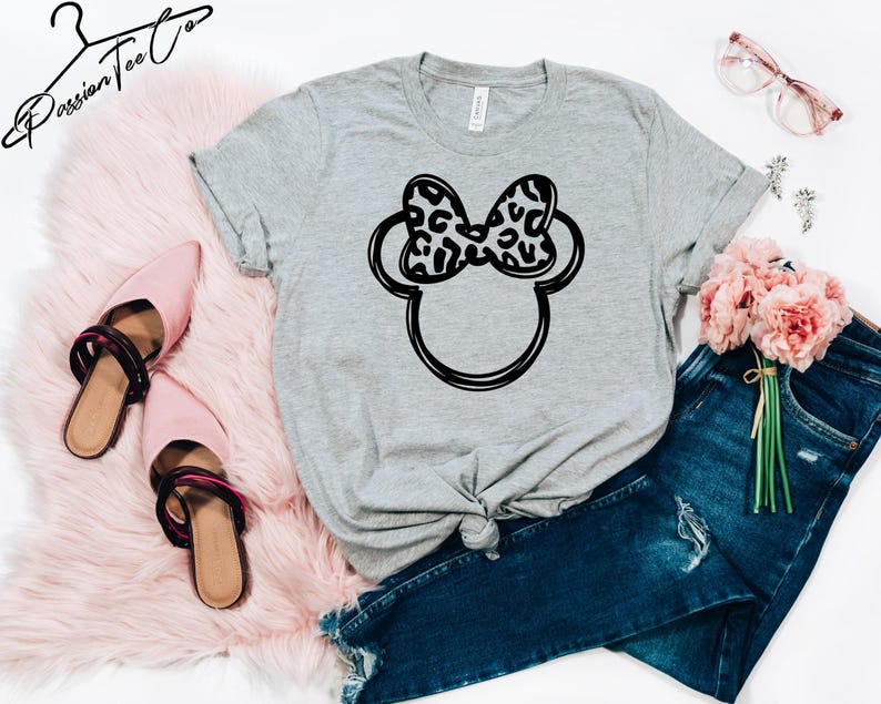 Minnie Mouse Shirt, Minnie Leopard Tee, Minnie Sketch Shirt, Disney Shirts for Women, Disney Shirts, Ladies Disney Shirt, Disney Girls Tees