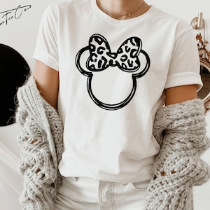 Minnie Mouse Shirt, Minnie Leopard Tee, Minnie Sketch Shirt, Disney Shirts for Women, Disney Shirts, Ladies Disney Shirt, Disney Girls Tees