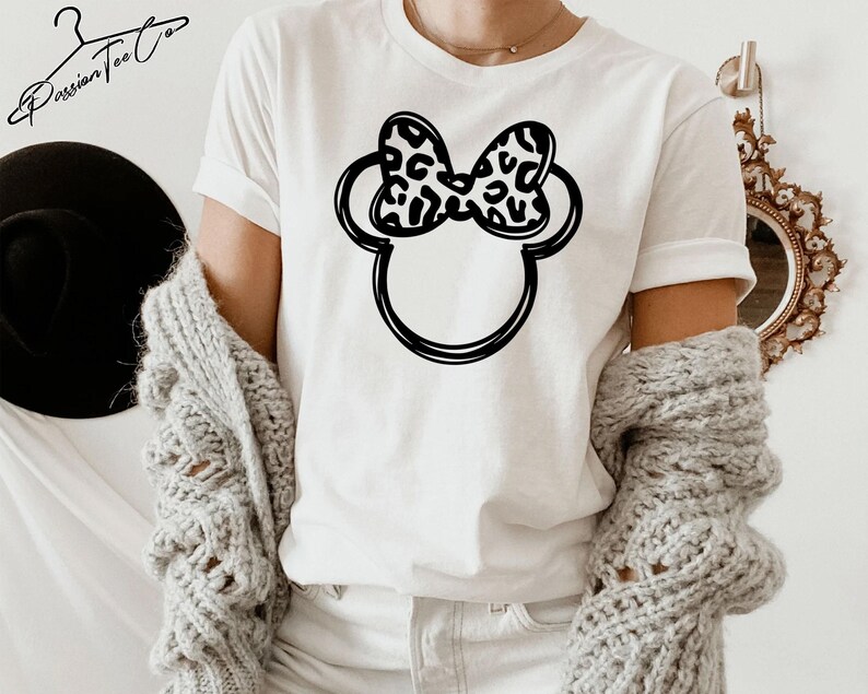 Minnie Mouse Shirt, Minnie Leopard Tee, Minnie Sketch Shirt, Disney Shirts for Women, Disney Shirts, Ladies Disney Shirt, Disney Girls Tees
