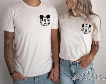 Disney Retro Pocket Size Print Shirts, Minnie Checkered Shirt, Disney world Family Shirts, Mickey Mouse Pocket Tees, Disneyworld, Disneyland