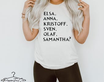 Camiseta con la lista de personajes de Frozen, camiseta de Elsa y Anna, camiseta de Disney Frozen 2, camiseta de Disneyworld, camiseta de Disneyland para mujer
