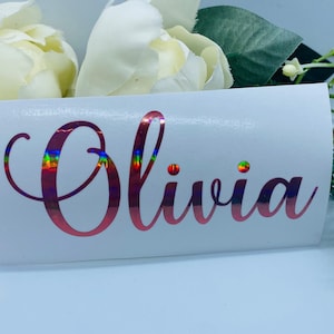Adesivi in vinile con nome, per bottiglie d'acqua, adesivi calligrafici, nomi delle damigelle d'onore, regalo personalizzato, regalo di compleanno, nome personalizzato, decalcomanie